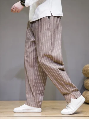 0174cdc2431476776b4fd1611a996977_720x Spring Autumn Men's Fashionable Drawstring Striped Pants